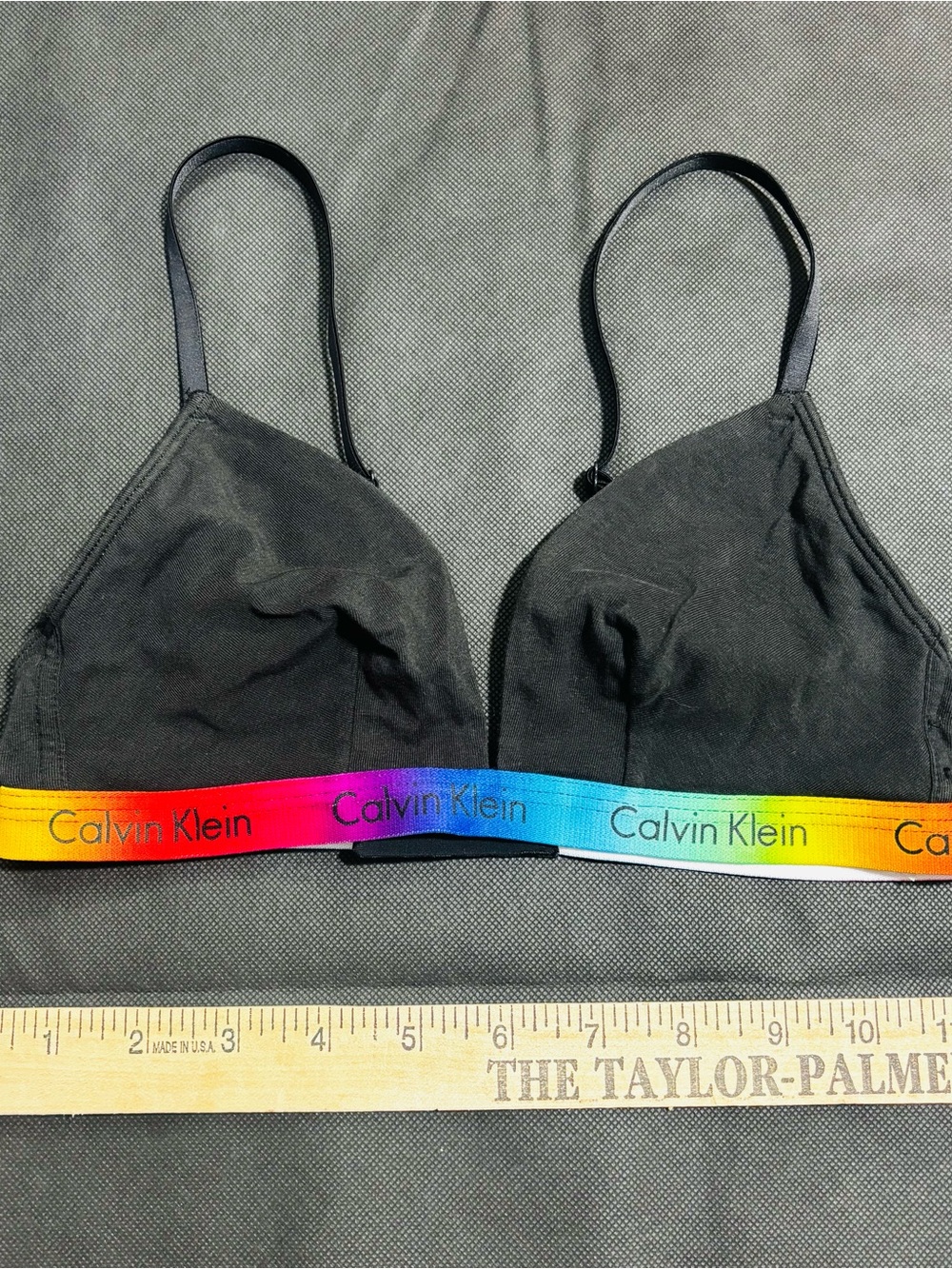 Calvin Klein Unlined Triangle Bra Black/Rainbow Size Small